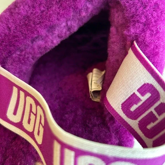 SOLD UGG Fluff Yeah Slide Sheepskin Shearling Slingback Slippers Berrylicious 9 - Picture 8 of 14